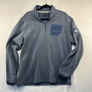 Adidas Golf Fleece Pullover Men’s Large 1/4 Zip Blue/Gray Breast Pocket
